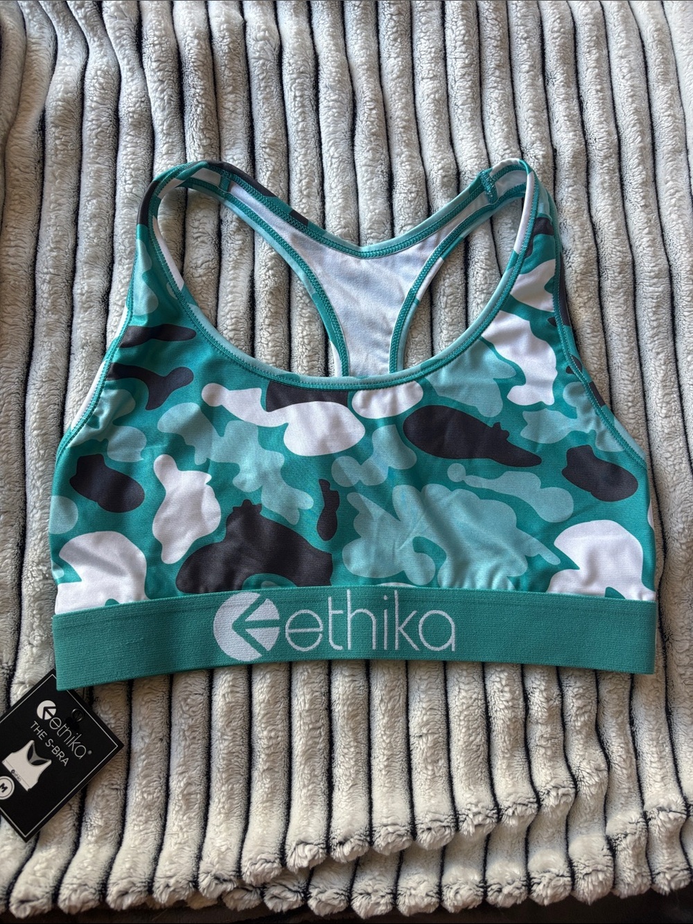 ethika Teal Camo Racerback Sports Bra